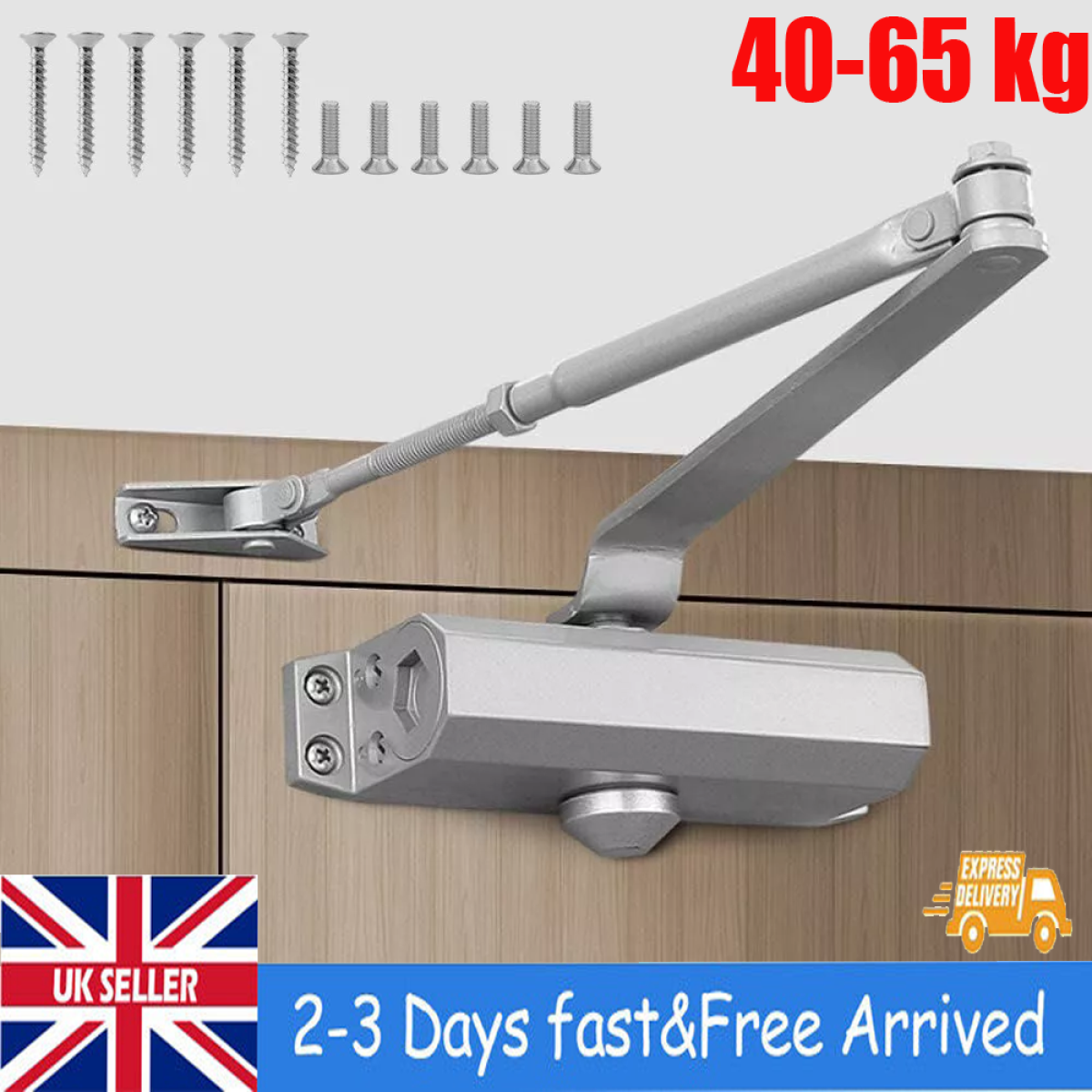 Fire Rated Heavy Duty Hydraulic Door Closer, Adjustable Soft Close, 40-65KG