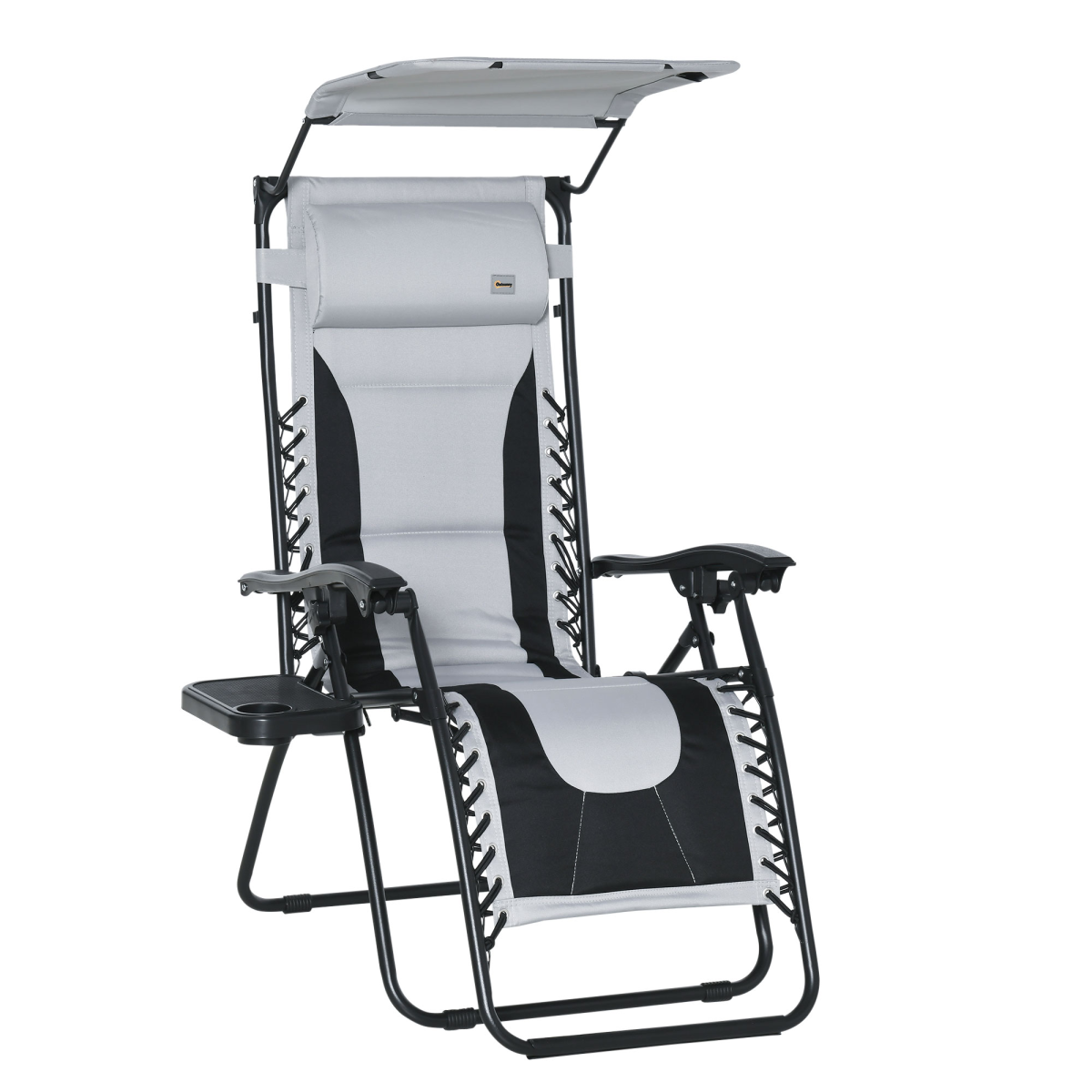 Outsunny Zero Gravity Lounger Chair with Canopy, Cup Holder Tray, Removable Headrest, Foldable Design
