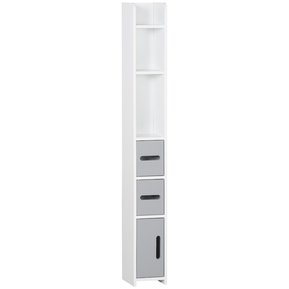 kleankin Freestanding Tall Bathroom Cabinet with Open Shelves and 3 Cupboards, Grey