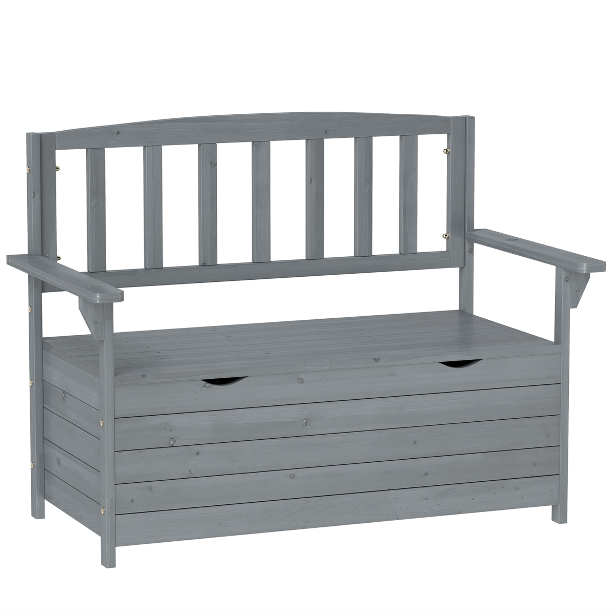 Outsunny 2-Seater Fir Wood Garden Storage Bench, Dark Grey