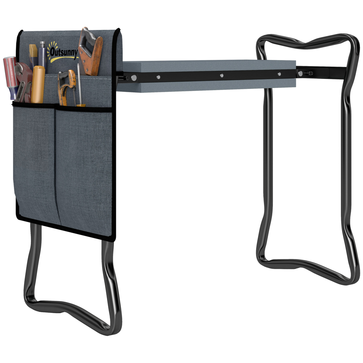 Outsunny Foldable Garden Kneeler Seat with Foam Pad & Tool Bag