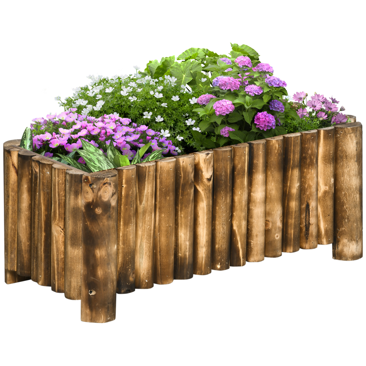 Outsunny Fir Wooden Raised Flower Bed Planter, 4 ft, 78 x 35 x 30 cm, Chemical-Free, Naturally Rot Resistant, with 4 Wooden Feet