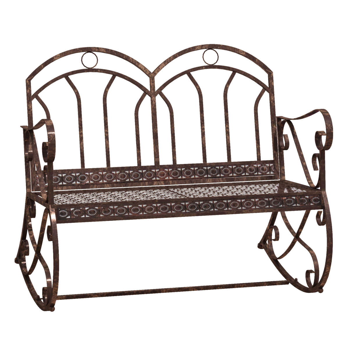 Outsunny 2-Seater Metal Rocking Garden Bench, Bronze