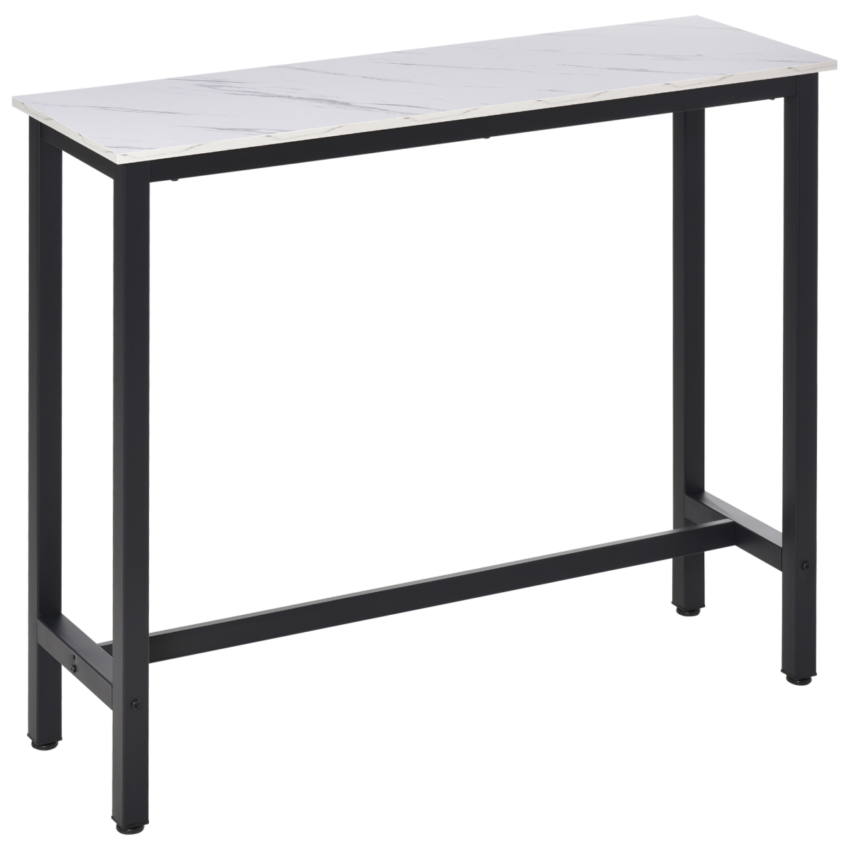 Marble Grain Bar Table with Adjustable Footpads, White & Black