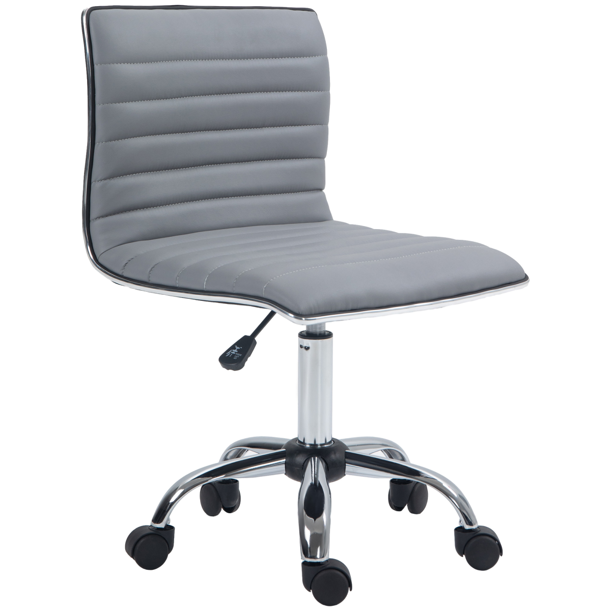 HOMCOM Armless Mid-Back Adjustable 360° Swivel Office Chair, Light Grey