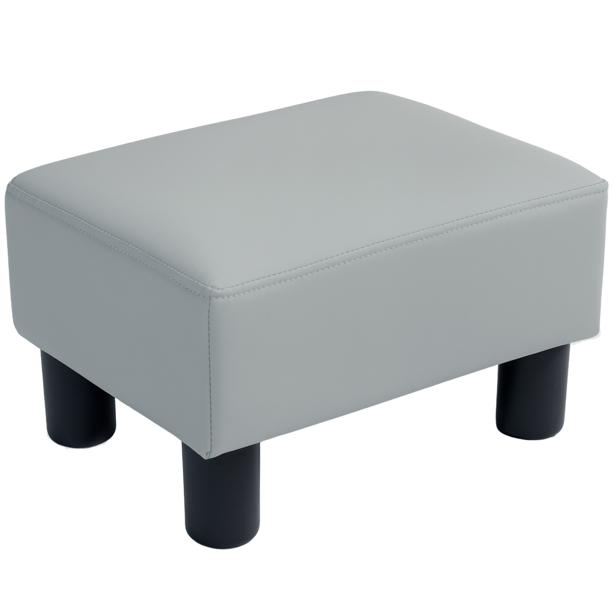 HOMCOM Grey Faux Leather Footstool with Foam Padding, 100kg Capacity