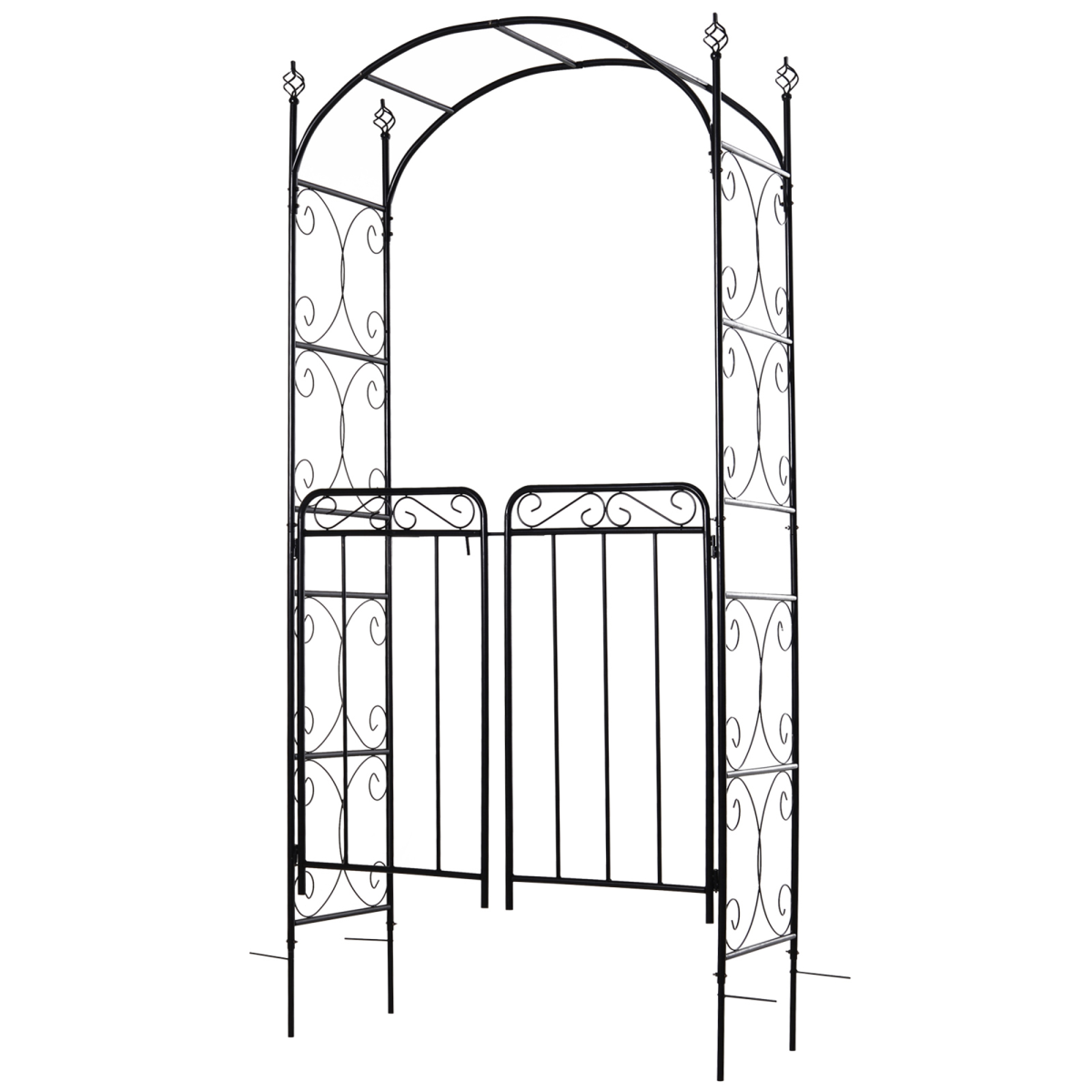 Metal Garden Arch Gate with Trellis for Climbing Plants