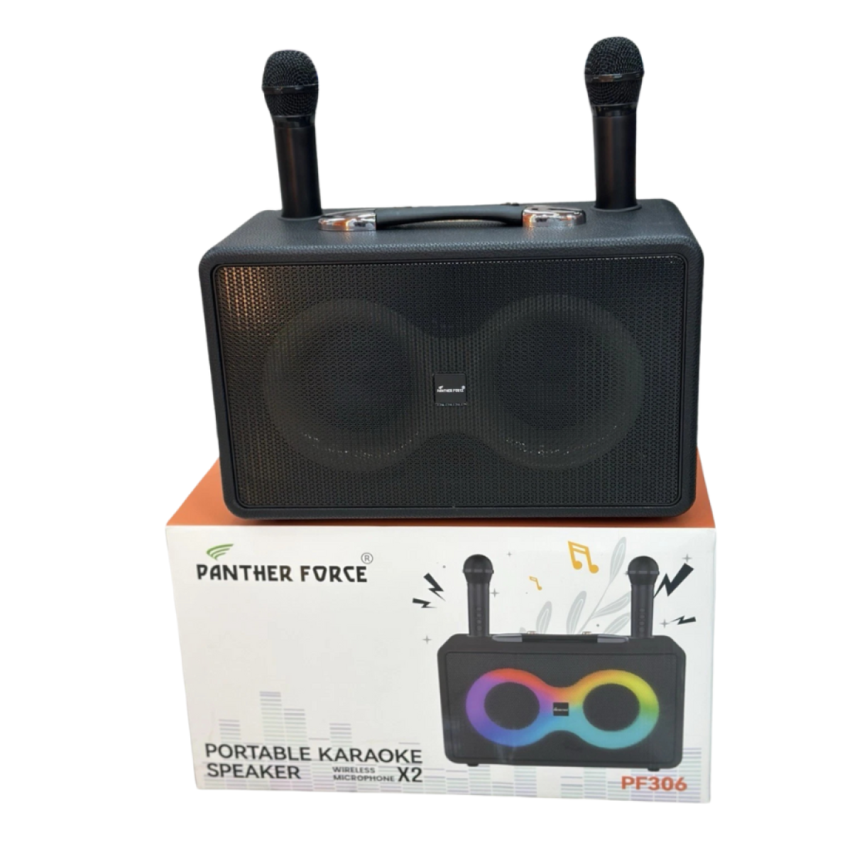 Panther Force PF306 Bluetooth Speaker with 2 Wireless Microphones and RGB Light