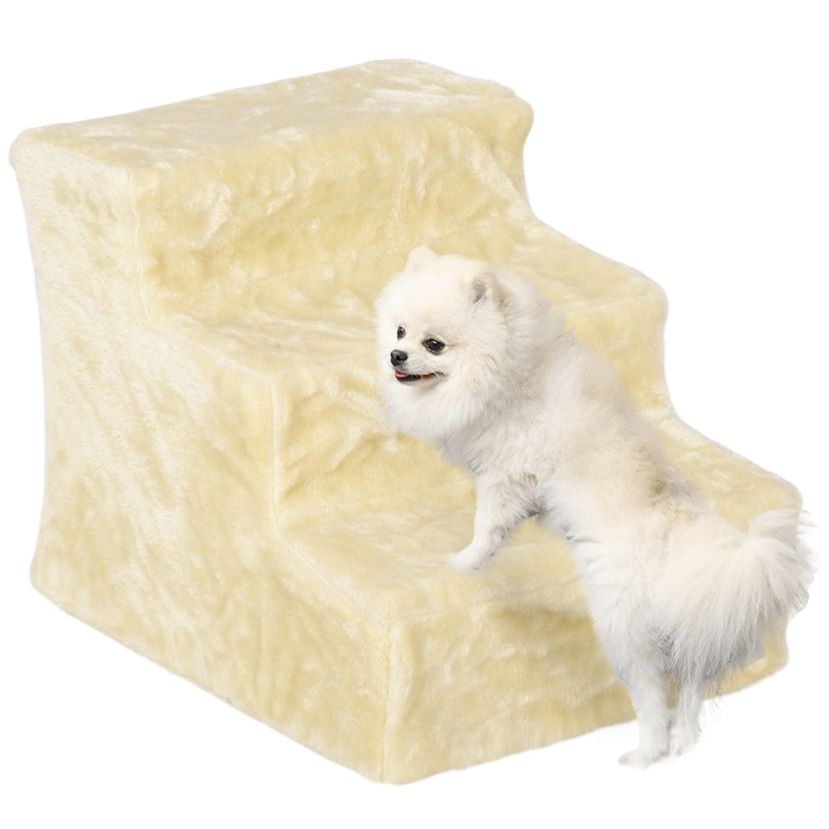 PawHut Three-Step Portable Dog Stairs with Washable Cover