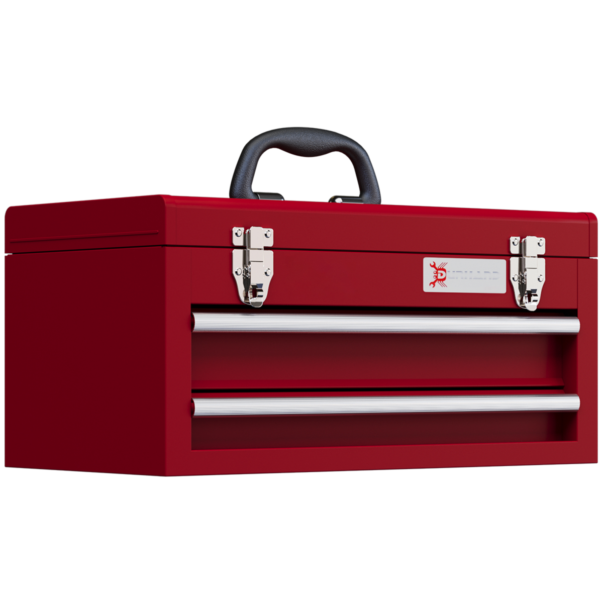 DURHAND Lockable 2-Drawer Steel Tool Chest with Ball Bearing Slides, Red