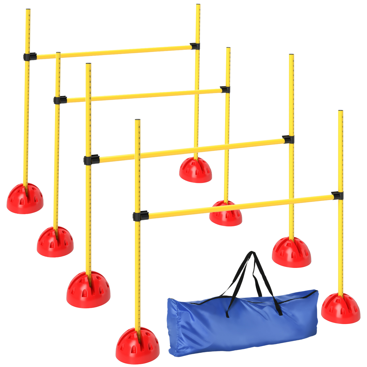 PawHut 4-Piece Adjustable Dog Agility Jump Set with Carry Bag