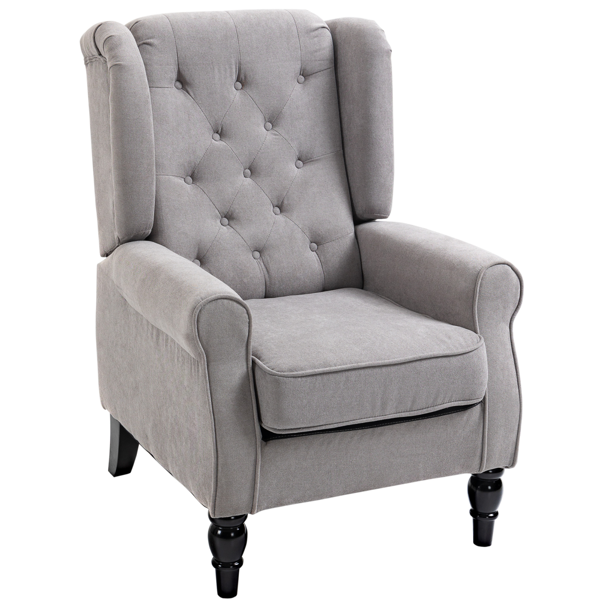Retro Grey Wingback Accent Armchair with Wood Frame