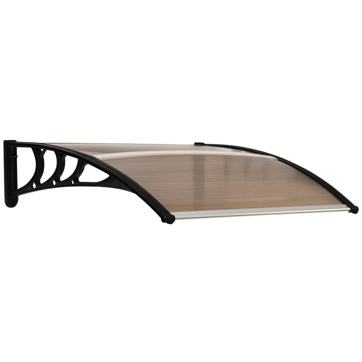 Outsunny 75 x 120 x 23 cm Brown Curved Polycarbonate Awning with Black Bracket