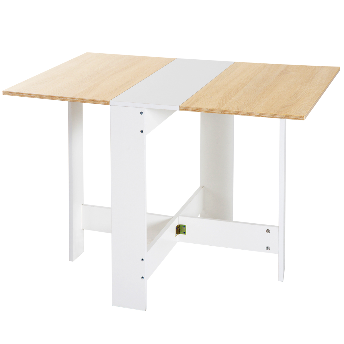 Drop Leaf Folding Dining Table, Oak White, 103 x 76 cm, Seats 6
