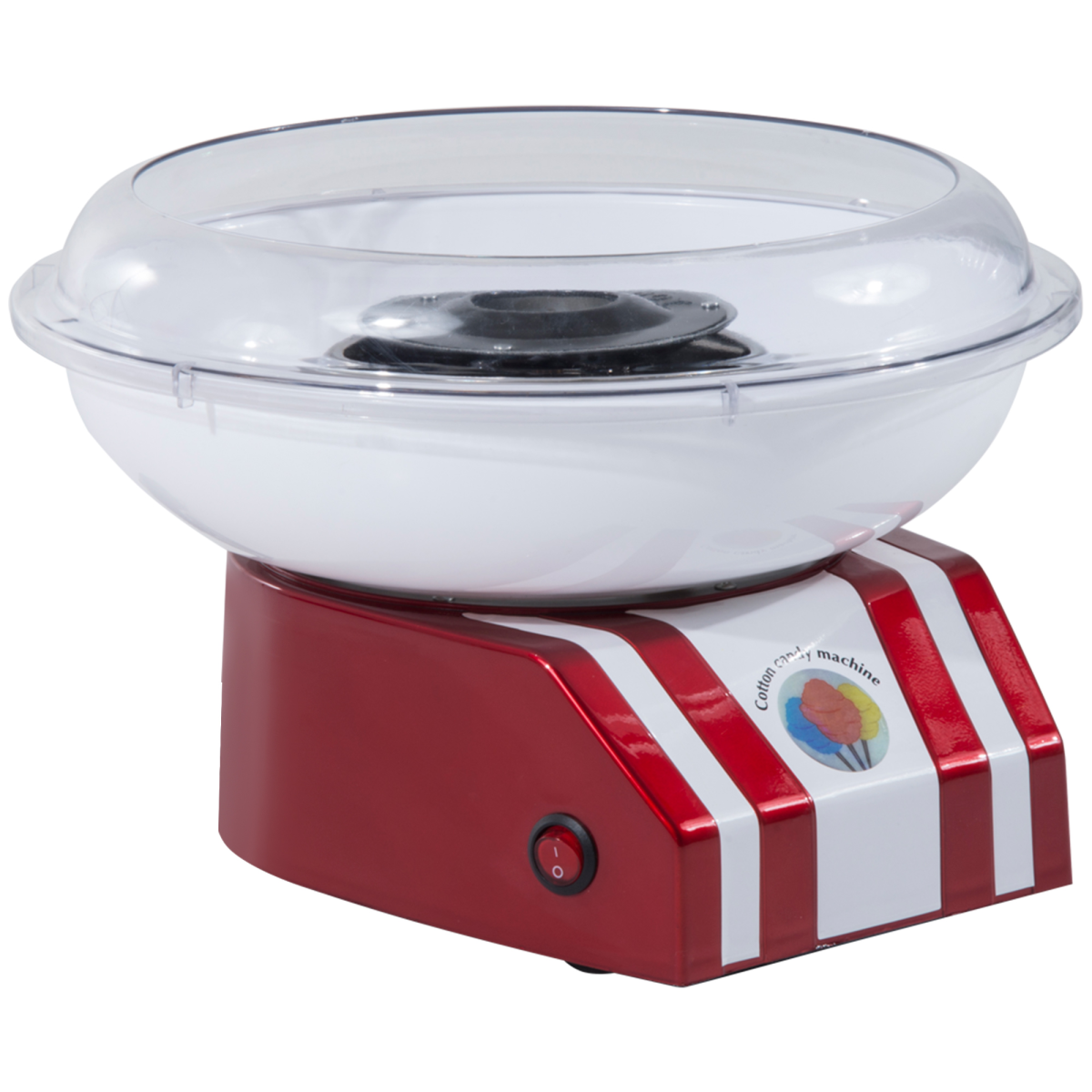 HOMCOM 450W Candy Floss Machine with Stainless Steel Cover, Bamboo Sticks and Aluminium Turntable