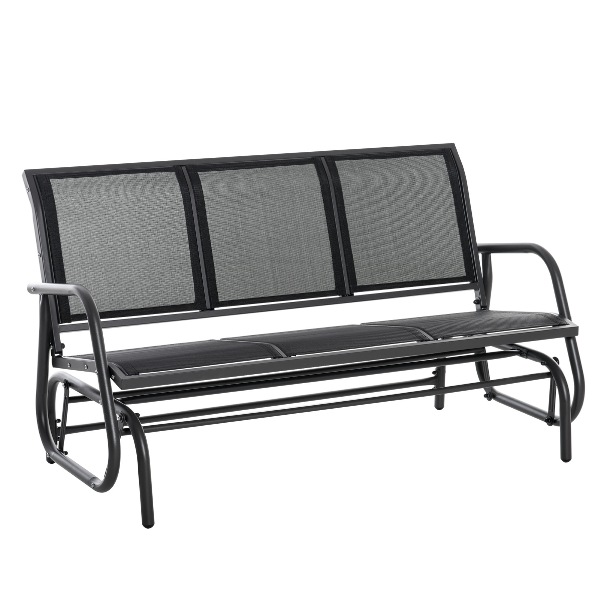 Outsunny 3-Seat Patio Glider Bench, Breathable Texteline, Metal Frame