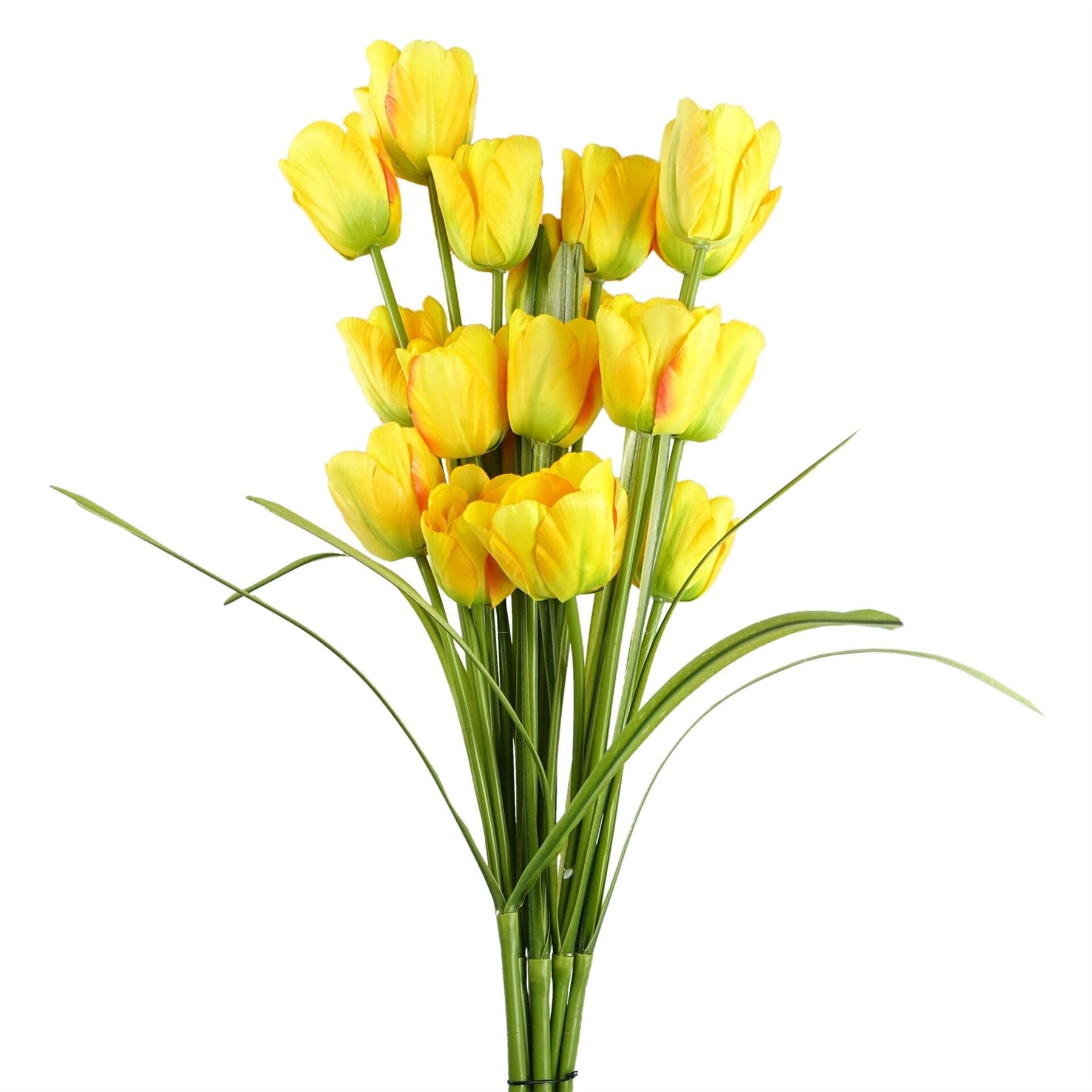 Leaf Pack of 6 80cm Artificial Yellow Tulip Stems with 3 Flowers