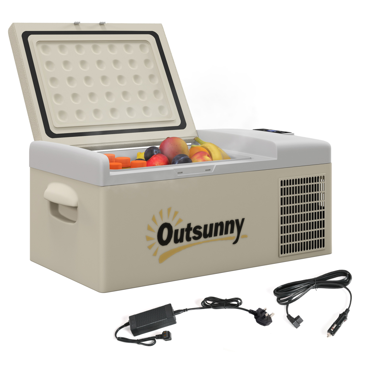 Outsunny 16L Car Fridge Freezer, 12/24V DC & 100-240V AC