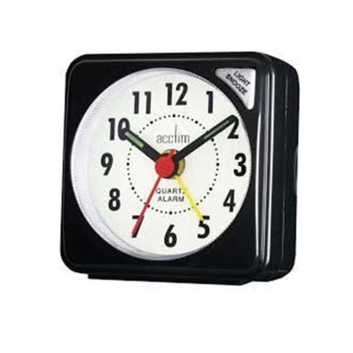 Acctim Quartz Travel Alarm Clock with Light & Snooze, Black