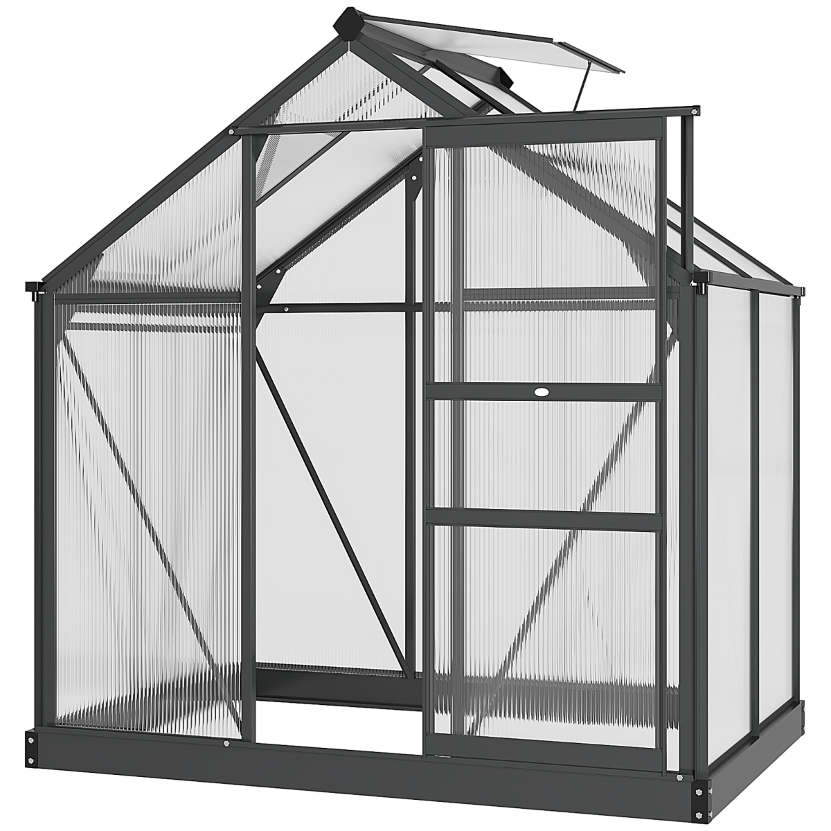 Outsunny 6 x 4ft Aluminium Polycarbonate Walk-In Greenhouse with Sliding Door