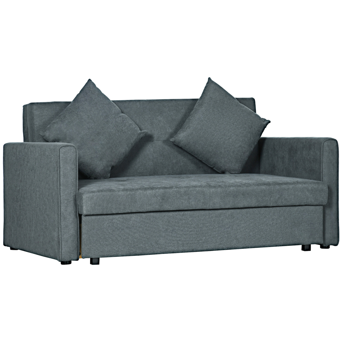 HOMCOM 2 Seater Convertible Sofa Bed with Storage & 2 Cushions, Dark Grey