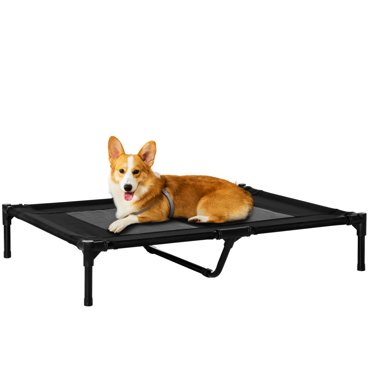 PawHut Large Elevated Pet Cot Bed, Portable Dog Cat Sleep Bed, Outdoor Camping, Black