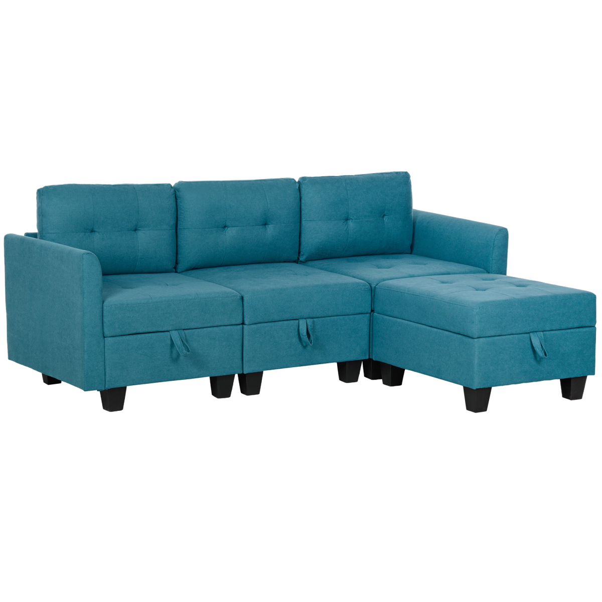 HOMCOM Convertible Modular Sectional Sofa with Storage, Light Blue