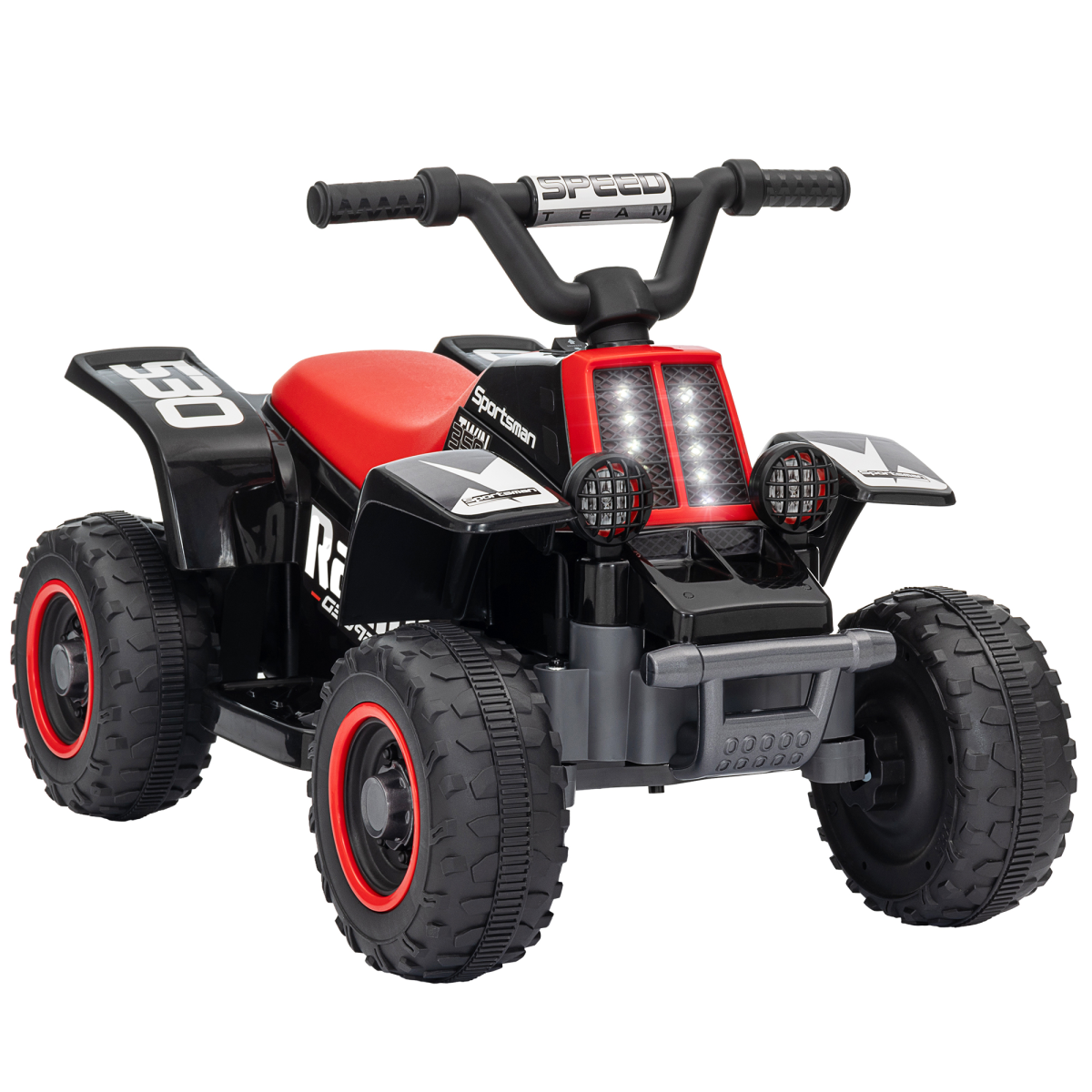 AIYAPLAY 6V Kids Electric Quad Bike, Forward/Backward, Black/Red