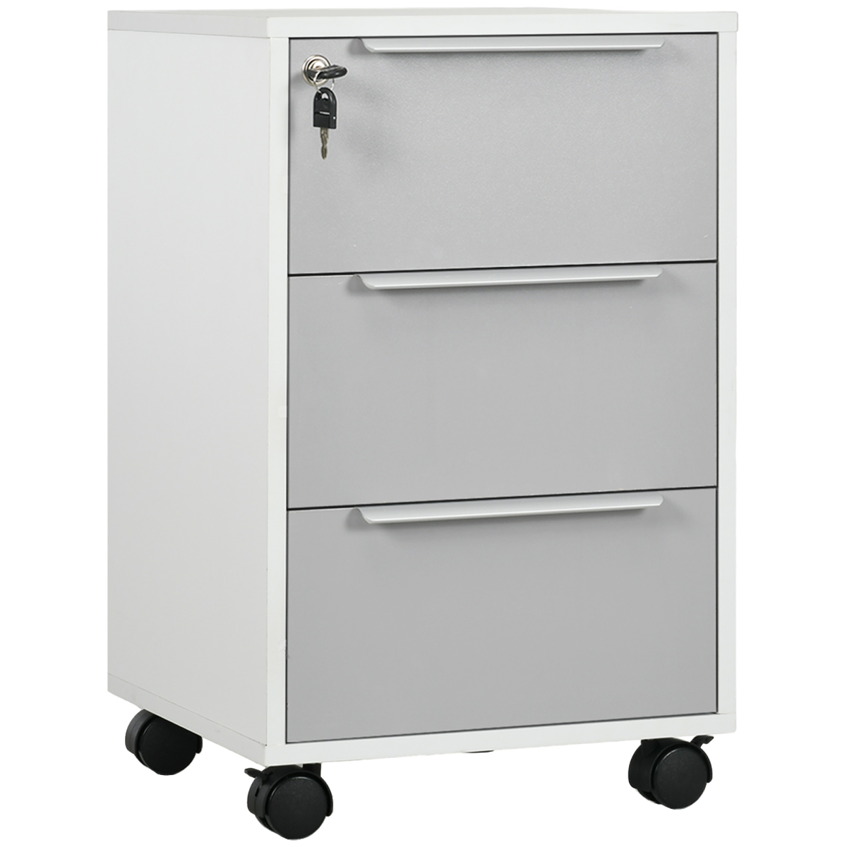 HOMCOM 3-Drawer Locking Mobile File Cabinet with Wheels