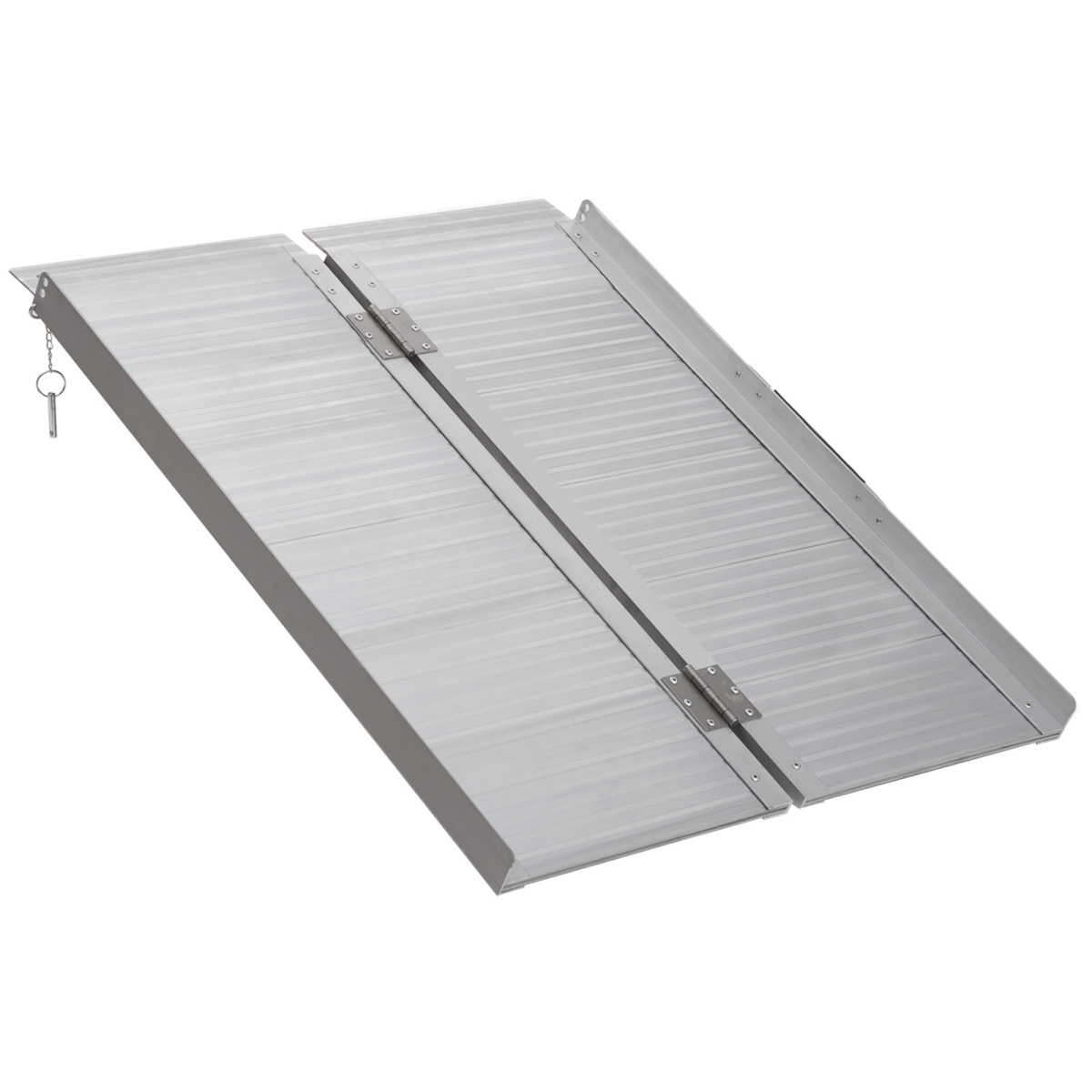 HOMCOM Portable Folding Aluminium Wheelchair Ramp with Carry Handle, Anti-Slip Surface, Guardrails, 270kg Max Load