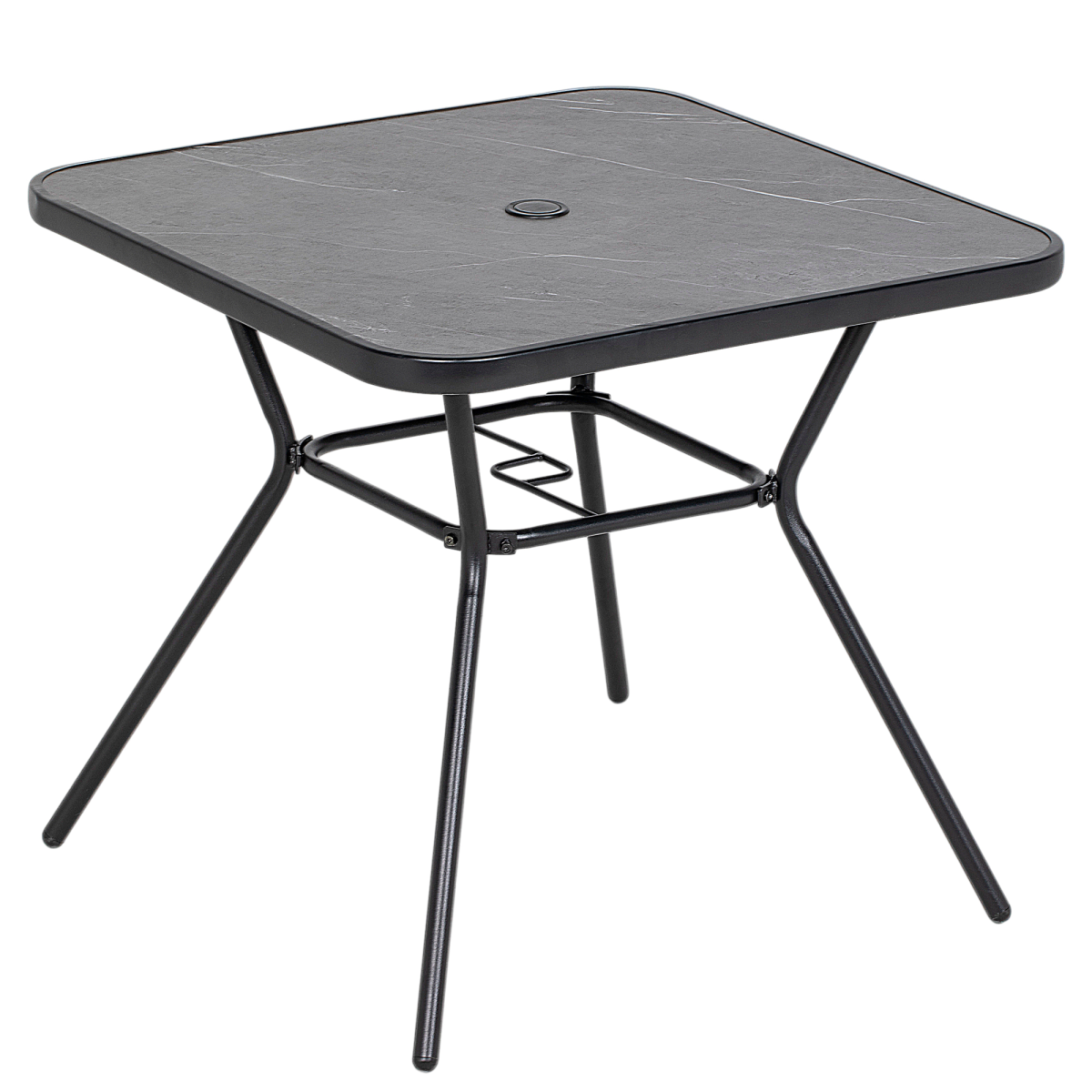 Outsunny Faux-Marbled Patio Table with 42mm Umbrella Hole Steel Frame 80 x 80 cm