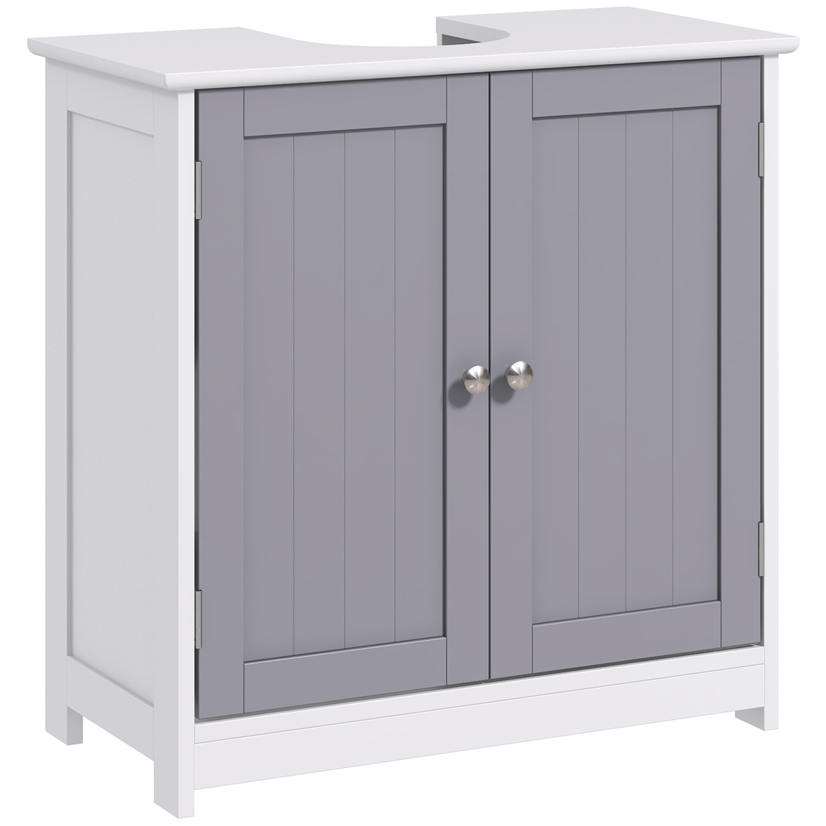 kleankin Under-Sink Storage Cabinet with Adjustable Shelf, 60 x 60cm, Grey White