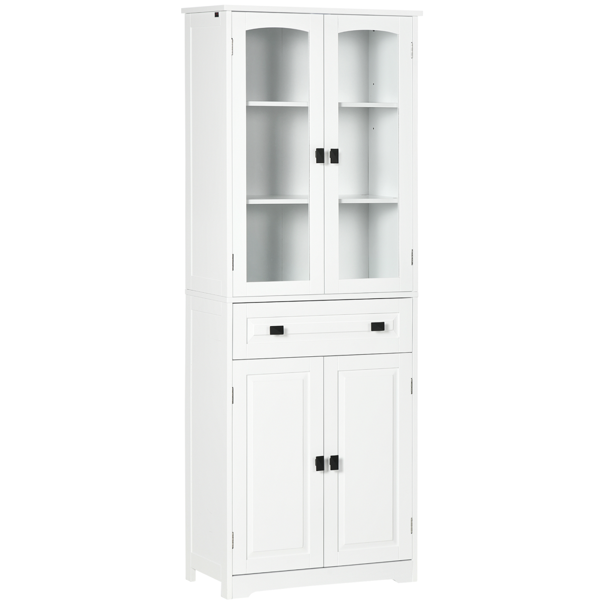 HOMCOM Kitchen Storage Cabinet with Adjustable Shelves, Glass Door, 160cm