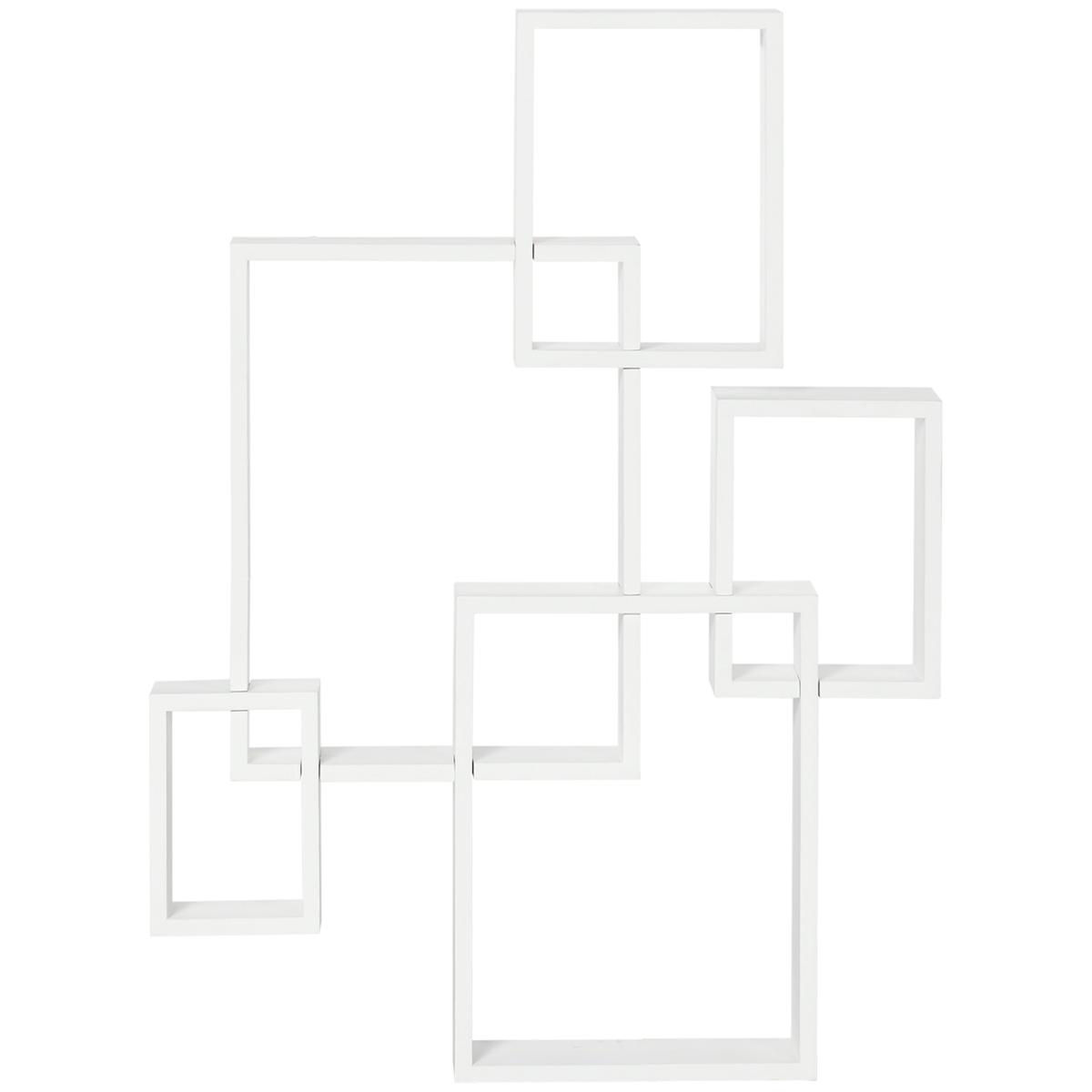 White Interlocking Floating Cube Wall Shelves, 5-Shelf Set