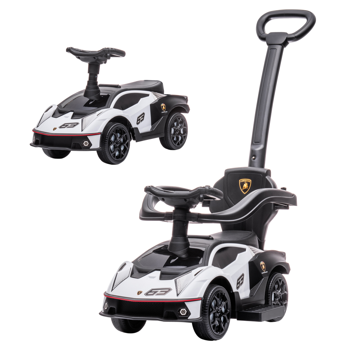 HOMCOM Lamborghini Essenza SCV12 2-in-1 Baby Ride-On Push Car, White