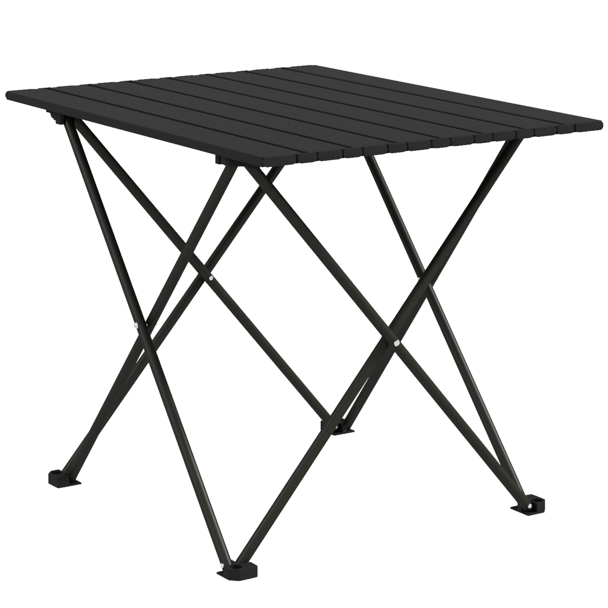 Outsunny Folding Camping Table, Metal, Portable with Carry Bag, Black