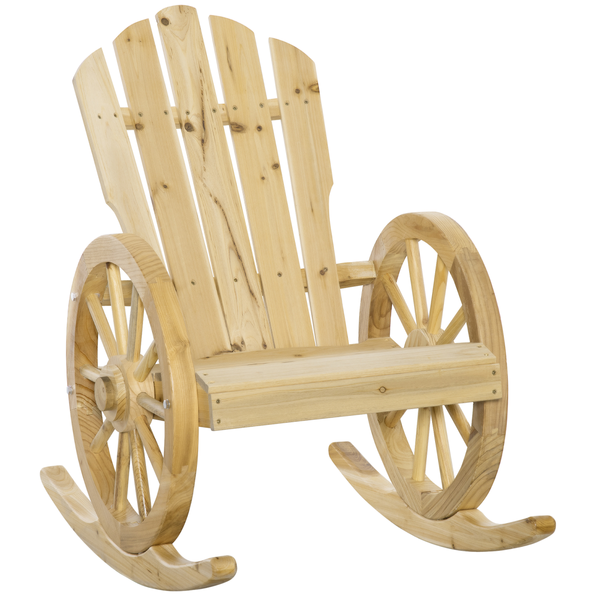 Outsunny Natural Fir Wood Adirondack Rocking Chair for Garden Porch