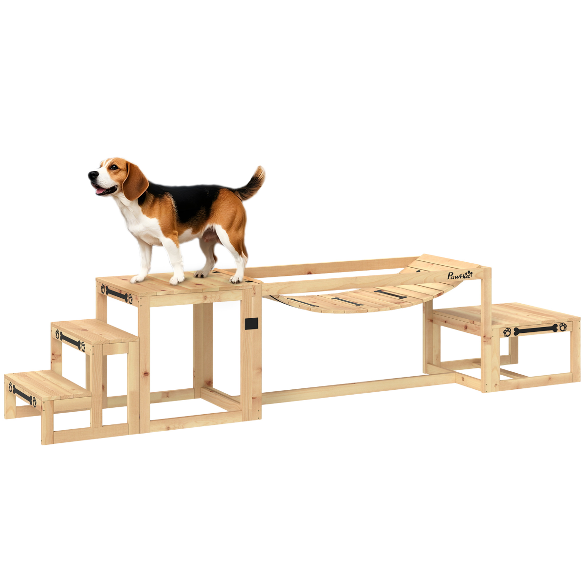 PawHut 3-Piece Wooden Dog Agility Training Set, Natural Fir Wood