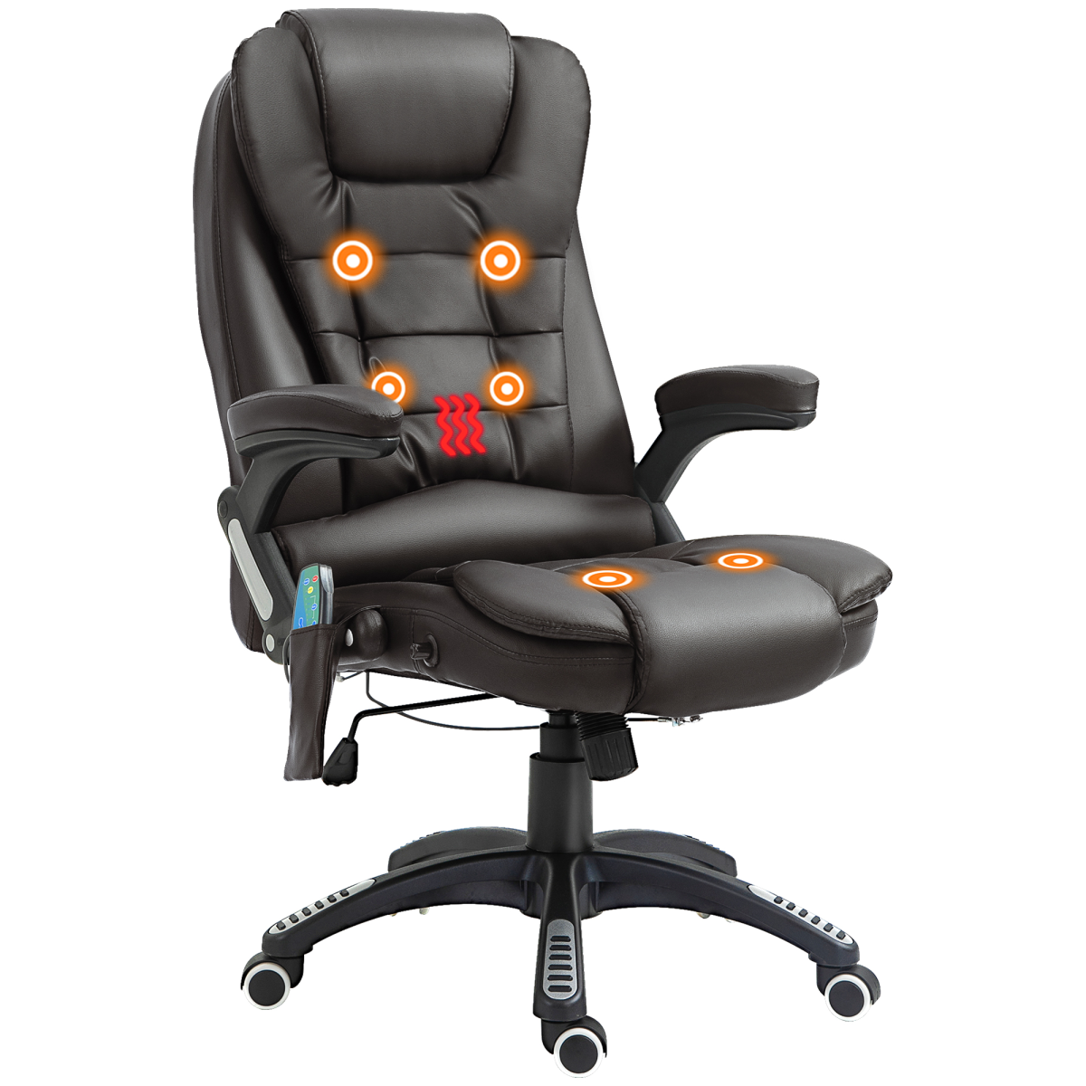 Executive Reclining Office Chair with Massage and Heat, Brown