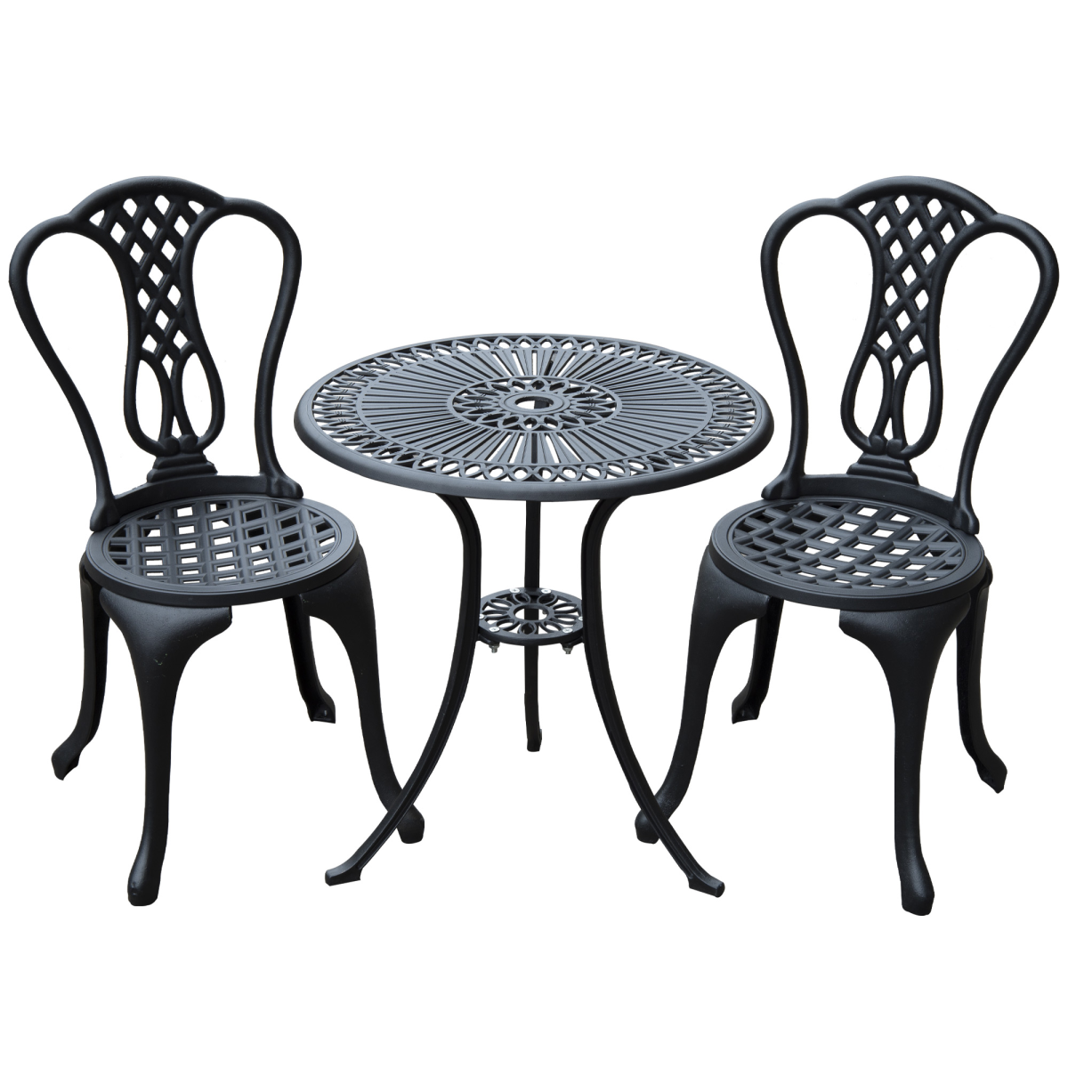 Outsunny 3-Piece Cast Aluminium Bistro Set, 2 Chairs and Table