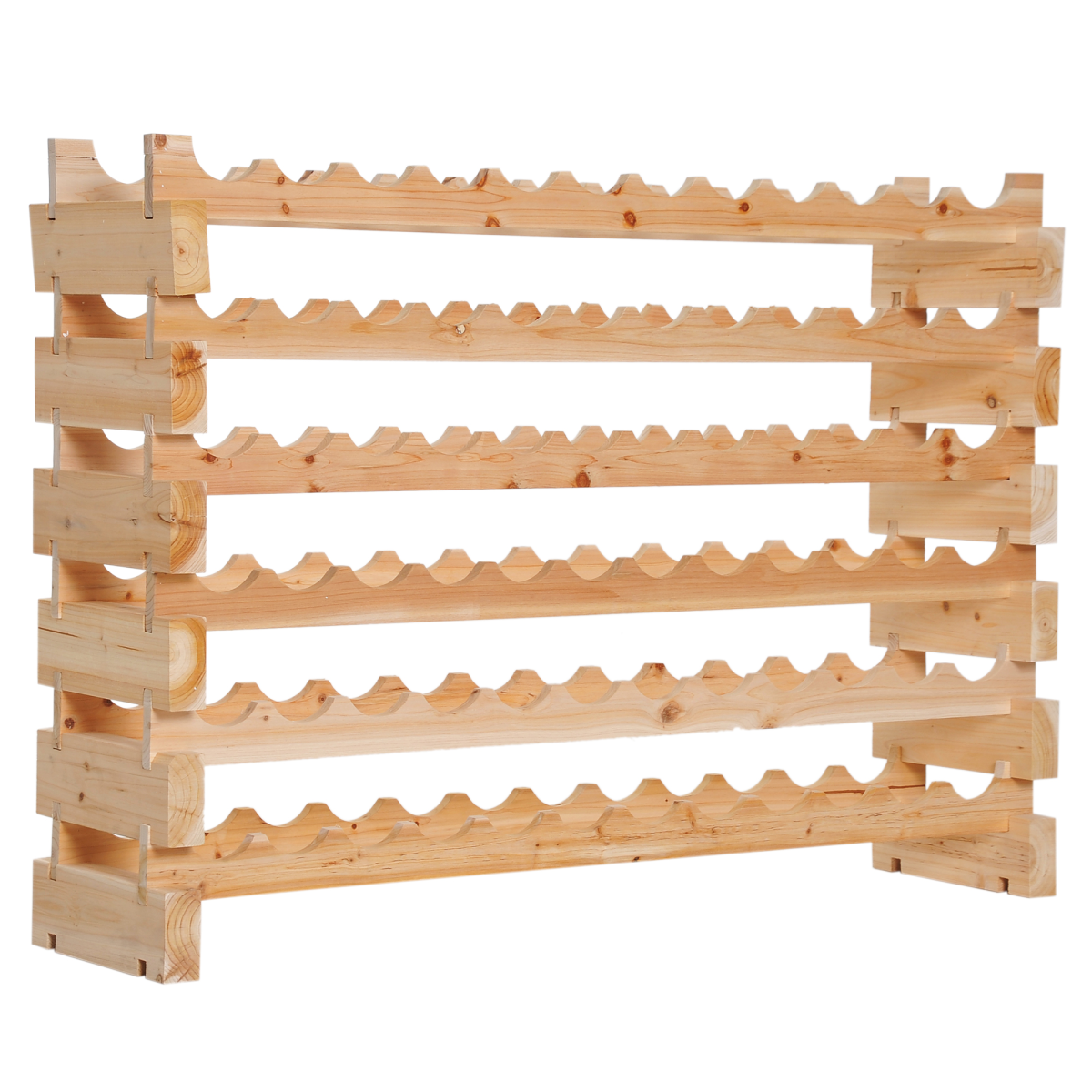 HOMCOM Wooden 72-Bottle 6-Tier Stackable Standing Wine Rack Shelf Storage Holder