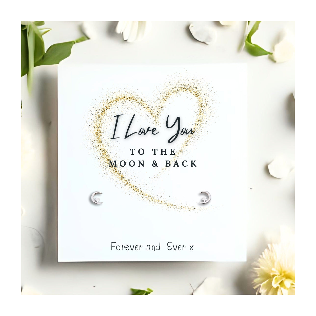Sterling Silver Moon and Star Earrings with Gift Card
