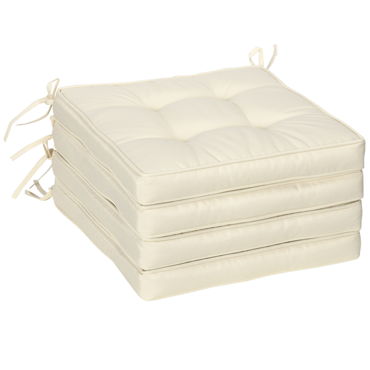 Outsunny 45 x 45cm Garden Seat Cushion with Ties, Cream