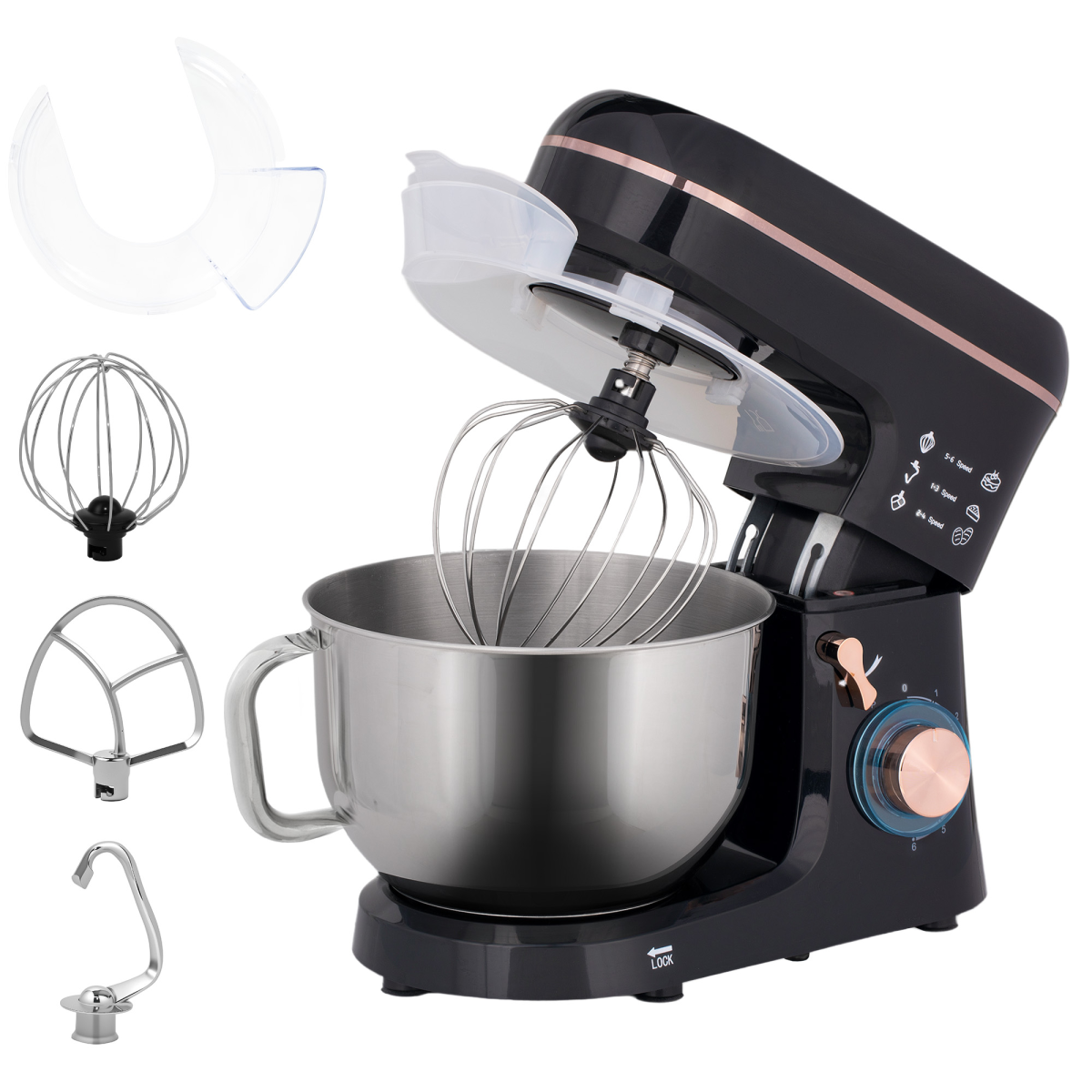 HOMCOM 1400W 5L Stand Mixer with 6 Speeds, Pulse & Tilt-Head