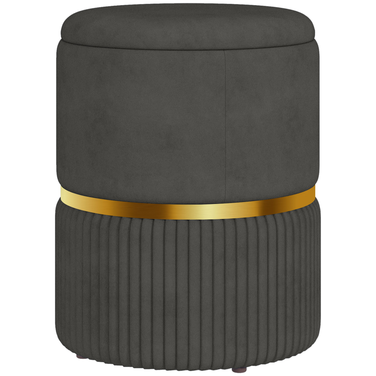 HOMCOM Round Storage Pouffe Footstool with Cushioned Top, Grey