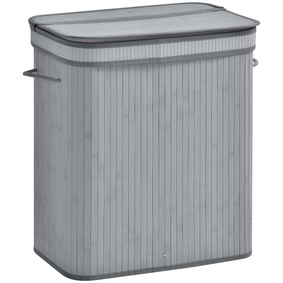100L Grey Bamboo Flip Lid Laundry Basket with Removable Washable Lining