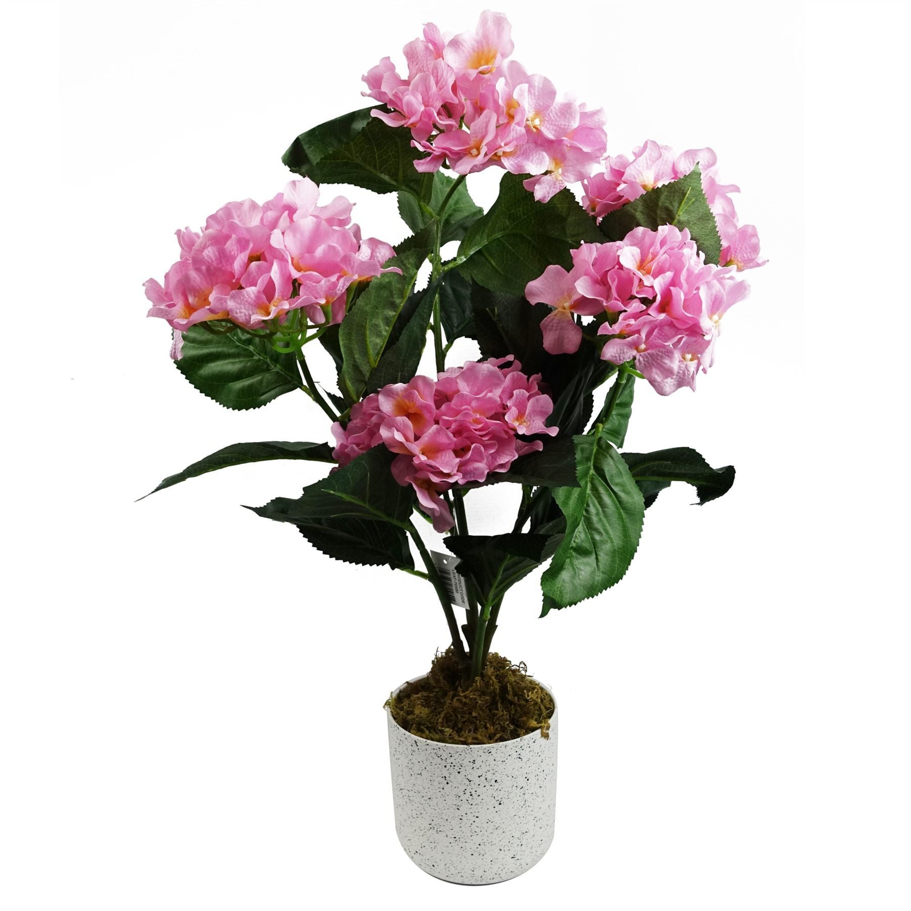 Leaf 55cm Artificial Pink Hydrangea Plant in Decorative Plastic Weighted Pot