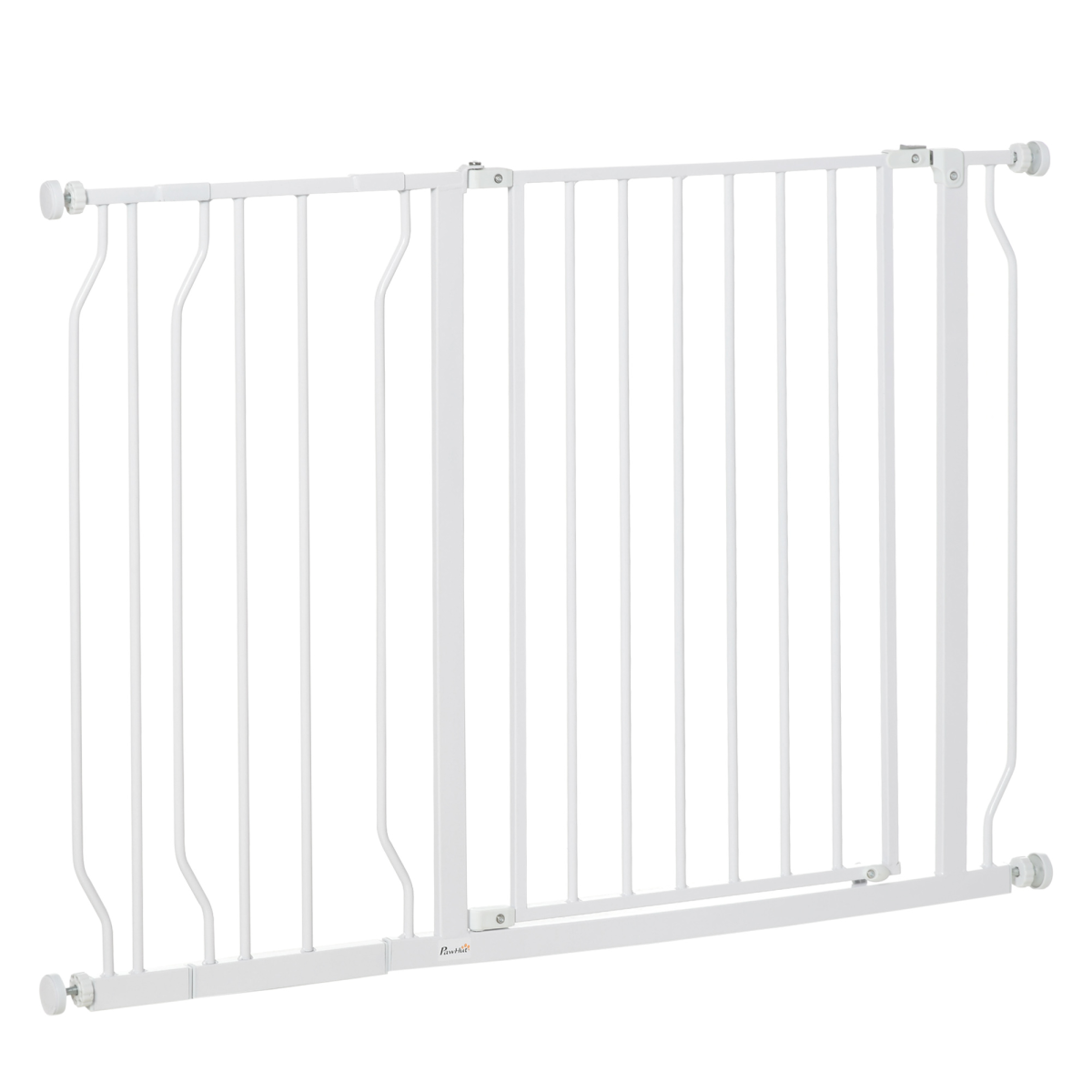 PawHut Pressure Fit Dog Gate with Door, 75-115 cm Adjustable, White