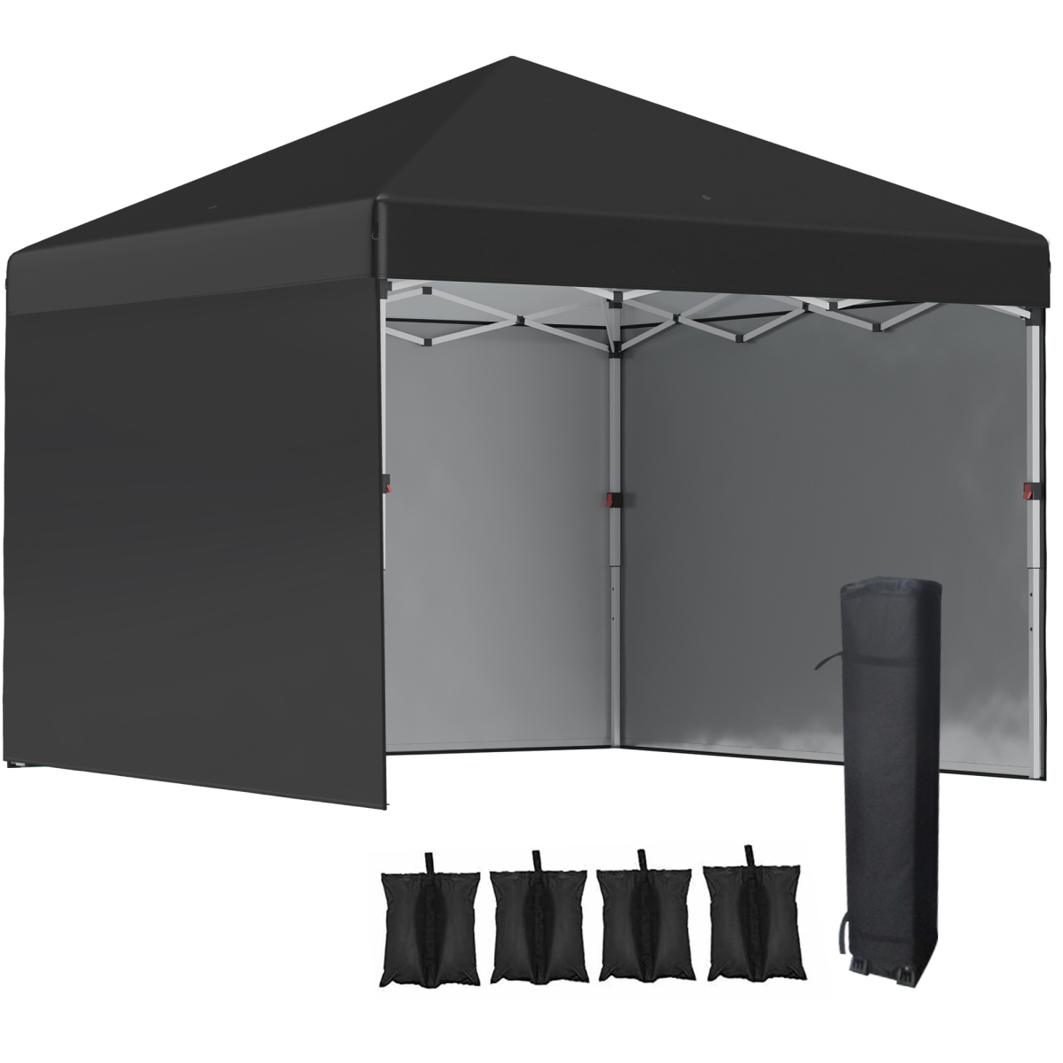 Outsunny 3x3m Pop Up Gazebo Party Tent with 3 Sidewalls, Black
