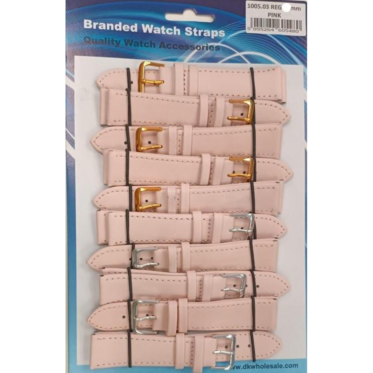 Pink Leather Watch Straps, Pack of 10, 22mm, 1005.03